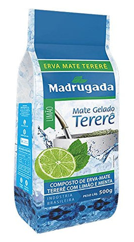 MADRUGADA Erva Mate Gelado Terere Sabor Limao e Menta 500 gr./ Yerba Mate with Lemon and and Mint 17.62 oz.