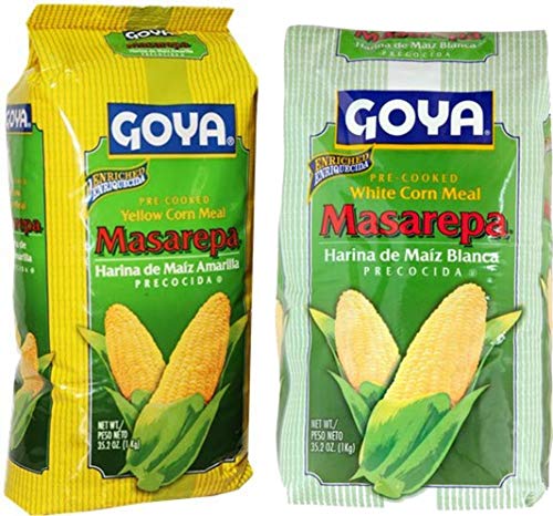 Goya Masarepa Yellow and White Corn Meal Large Bundle - (2 Items) 35.2 oz each