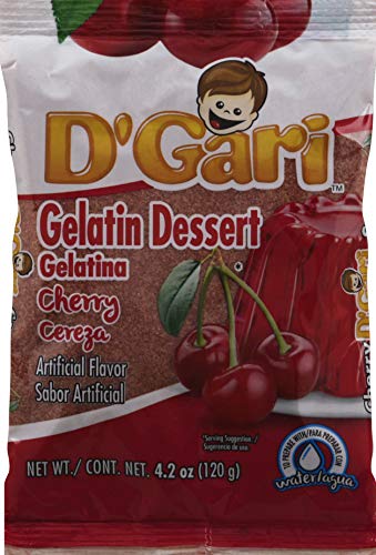 D GARI Gelatin Mix Regular Sugar Level Plastic Bag, 735257013111, Cherry, 4.2 Ounce