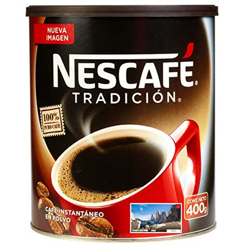 Nescafe Tradicion Instant Coffee from Chile. 400 Grms (14.1 oz). Traditional Chilean Nescafe Recipe