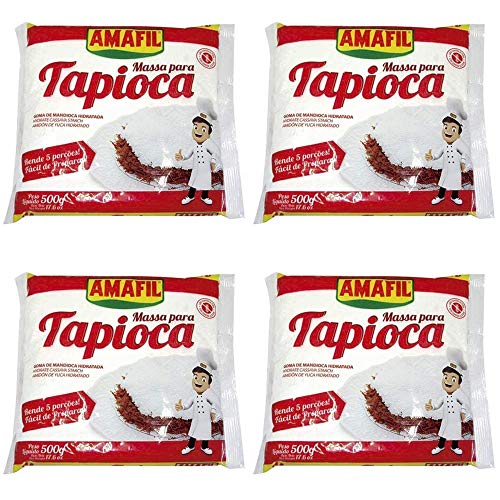Amafil Tapioca Flour 500g (17.6oz) Massa Para Tapioca (One Pack) Set of 4