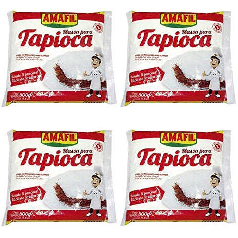 Amafil Tapioca Flour 500g (17.6oz) Massa Para Tapioca (One Pack) Set of 4