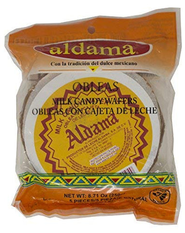 Aldama Oblea Medium Milk Candy Wafer, Soft and Chewy, Mexican Candy (5 pieces per bag)