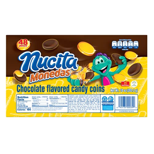 Nucita Monedas Gold Tray | Chocolate Flavored Candy Coins | St. Patrick's Day, Halloween, Birthdays, Weddings & Hanukkah | 48 Total Coins | 10 Ounce (Pack of 1)