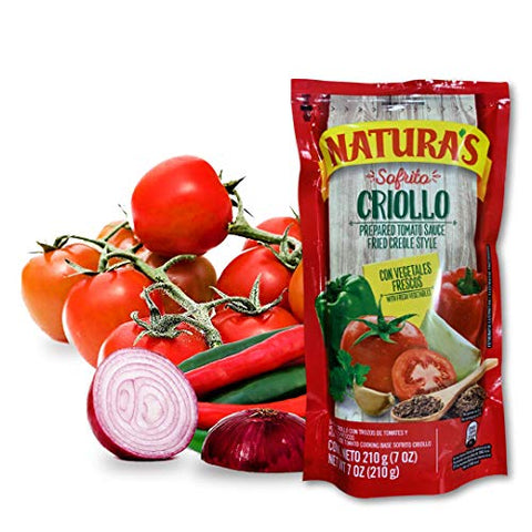 Naturas Sofrito Criollo. Salsita Lista De Tomate Con Chile, Cebolla y Cumino | Unique Flavor To Cooking | Ready To Use | No Preservative, No Artificial Colors | 100% Natural (200g, 7.1oz)