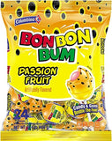 Colombina Bom Bom Bum Passion Fruit / Maracuya flavored Lollipops 24 units bag & Super Barrilete Chewy Candy 50 units Bag (Set of 2 Bags)