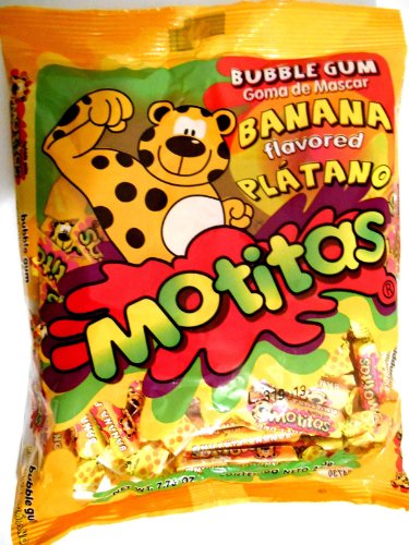 Motitas Bubble Gum Banana Flavored Mexican Candy 50 pc Platano Chicle