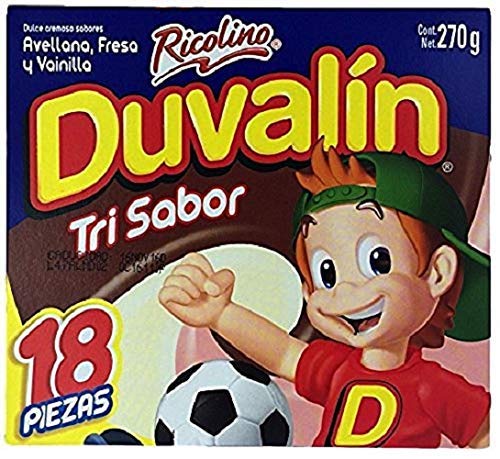 ricolino Duvalin Hazelnut & Vanilla & Strawberry Mexican Sweet Candy 18 Pcs 9.52oZ Authentic Mexican Candy with Free Chocolate Kinder Bar Included