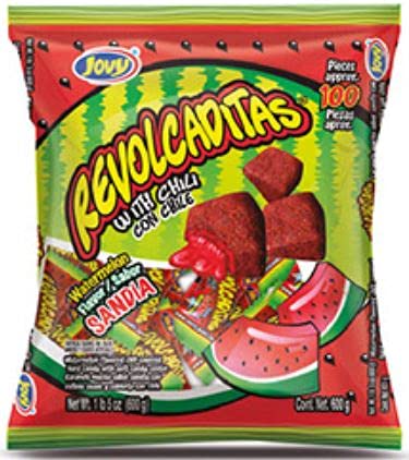 Jovy Revolcaditas Sandia Watermelon Flavor with Chili | Mexican Candy | 100 piece Bag