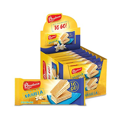 Bauducco Mini Vanilla Wafers - Crispy Wafer Cookies With 3 Delicious, Indulgent, Decadent Layers of Vanilla Flavored Cream - Delicious Sweet Snack or Desert - 1.41oz (Pack of 12 single serve individually wrapped)