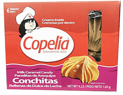 Copelia Milk Caramel Candy 4.2oz Panelitas de Arequipe - Conchitas Rellenas de Dulce de Leche