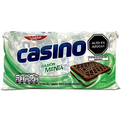VICTORIA Casino Galleta de Chocolate Sabor Menta 258 grs. / Chocolate Cookies Filled with Mint Cream 10.1.