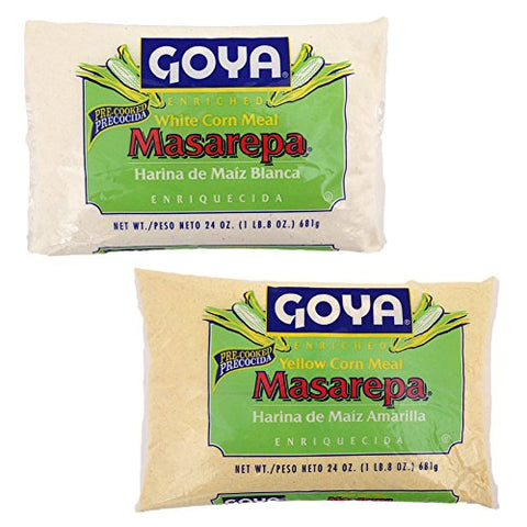 Goya Masarepa Yellow and White Corn Meal Bundle - (2 Items)