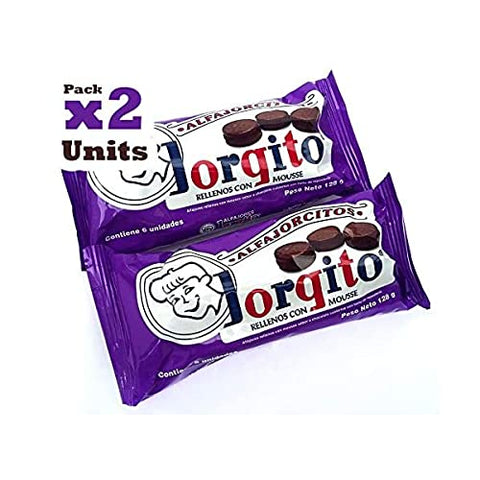 Jorgito - Chocolate mini Alfajores filled with chocolate mousse | 4.5 oz / 128g (2 packs)