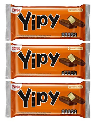 Pozuelo Yipy Wafers | Vanilla Wafers Covered in Chocolate | Delicious Snack | 10.6 Oz (Pack of 3)