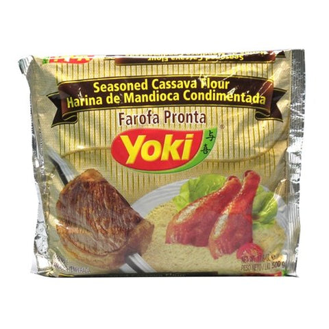 Seasoned Cassava Flour - Farofa de Mandioca Pronta - Yoki - 17.6 oz (500g) - GLUTEN-FREE - (PACK OF 06)