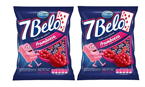 Arcor - 7 Belo Sabor Framboesa - Rasberry Chewable Candy 600 gr. - 2 Pack