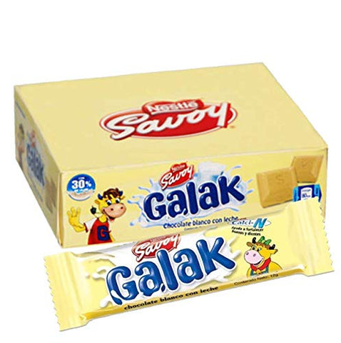 GALAK Chocolate Blanco con Leche / White Chocolate with Milk, 12 und x 30 gr c/u / 12 bars x 1.06 Oz each