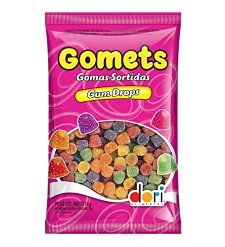 Dori Gomets Assorted Fruit Flavoured Gum Drops Bala De Goma Sortida Caramelo Gomoso Jujuba - 35.270Oz 1kg