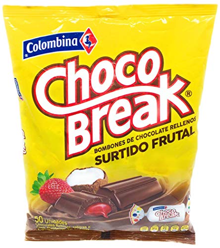 Eight-14 Chocobreak Fruity Filled Chocolate - Delicious Colombian Milk Chocolate 8.81 Onces Bag (Chocobreak Fruity Assorted, 50 pcs)