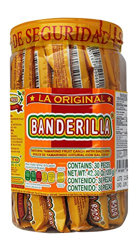 Banderilla Tama-Roca Tamarindo Mexican Candy Sticks. Contains 30 Pieces of Spicy Tamarind Candy With Salt And Chili.