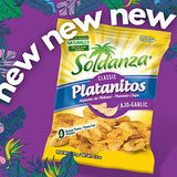 Soldanza Plantain Chips, Variety Pack 2.5 oz (Pack of 12) 4 x Salted Plantain Chips, 4 x Ripe Plantain Chips, 4 x Garlic Plantain Chips
