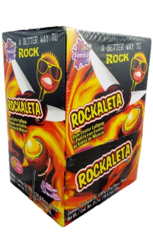 Sonrics Rockaleta Lollipop Chili Layered with Gum Center - 30 Ct. Case