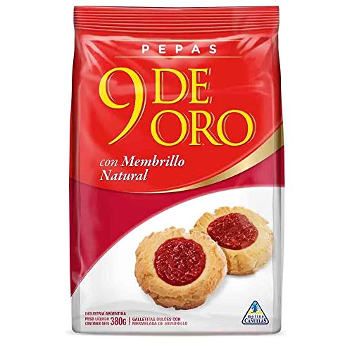 9 DE ORO - Galletas (Cookies) 10 PACK (9 DE ORO Pepas con Membrillo (Quince Jelly) 380g.)