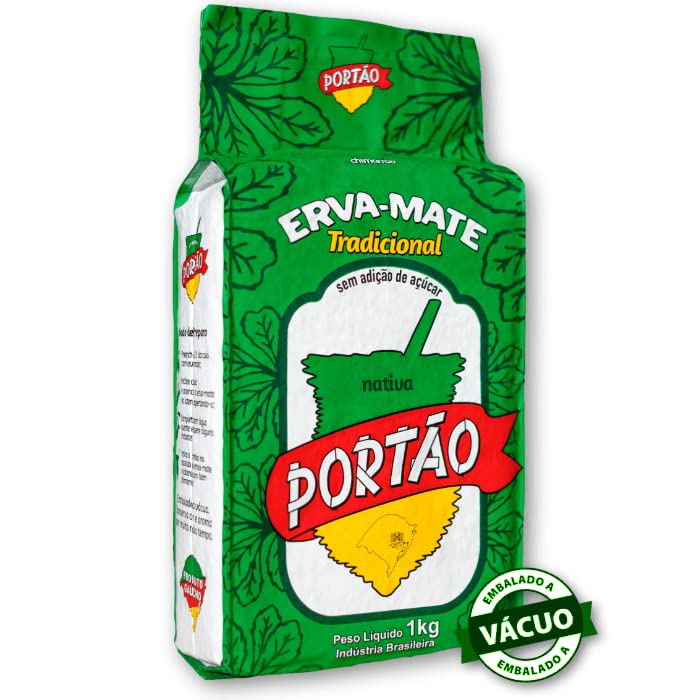 Yerba Mate Chimarrão Portão Fresh and Green Brazilian Tea Erva Mate Traditional Chimarrão Vacuum Sealed 1kg / 35.27oz / 2.2lb.