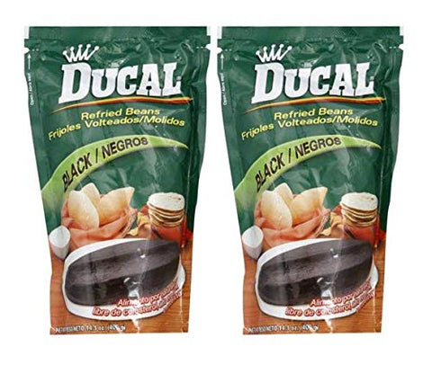 DUCAL Frijoles Negros Volteados Molidos (Doy Pack) 2 PACK 400 gr. c/u | Refried Black Beans (Doy Pack) 2 PACK 14.1 oz. each.