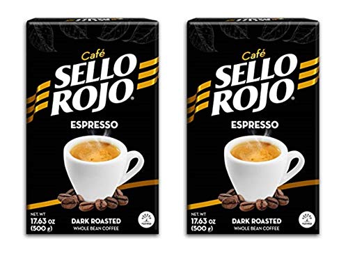 Café Sello Rojo Whole Bean Espresso | Dark Roast Whole Bean Coffee | 17.63 Ounce (Pack of 2)