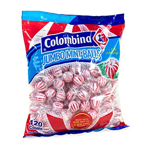 Jumbo Red & White Peppermint Hard Candy Balls 120 Count Bag (2 Pack)