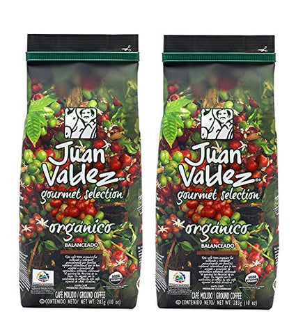 Juan Valdez Coffee Organic Cafe, 10 oz, Ground - Colombian Coffee (2 Pack)