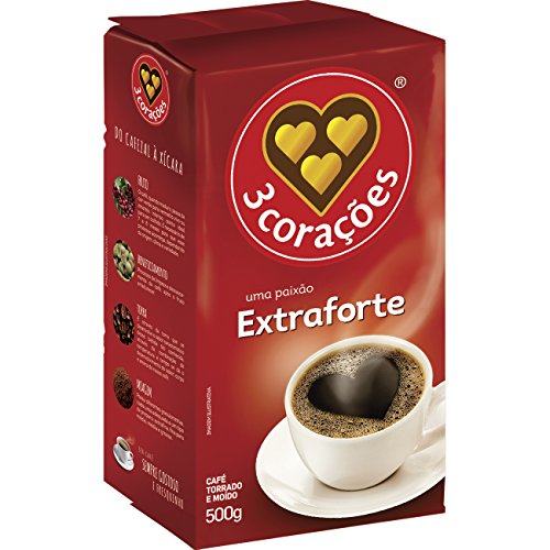 3 Coracoes Brazilian Ground Coffee 500 grams (Extra Forte, Pack of 1)