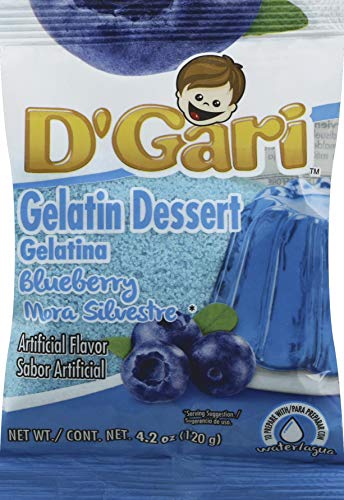 D GARI Gelatin Mix Regular Sugar Level Plastic Bag, 735257013121, Blueberry, 4.2 Ounce