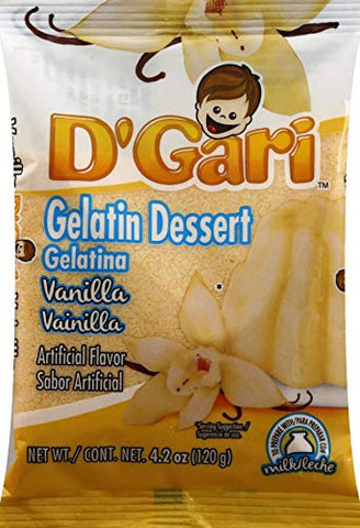 D GARI Gelatin Mix Regular Sugar Level Plastic Bag, 0735257013241, Vanilla, 4.2 Ounce