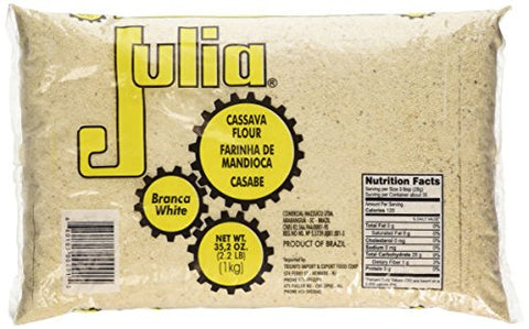Julia - Cassava Flour White - 35.2oz (PACK OF 02) | Farinha de Mandioca Branca Crua - 1Kg