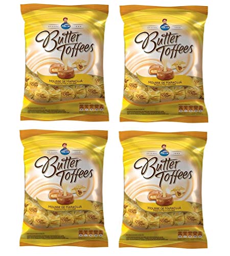 ARCOR Bala Butter Toffees Mousse Maracuja 600 grs. - 4 Pack / Passion Fruit Mousse Candy 1.5 lb. - 4 Pack.