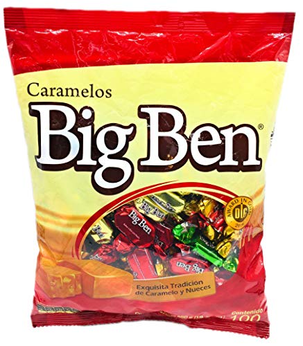Eight-14 Big Ben Caramel with Nuts - Assorted Individually Wrapped Candy Caramels - 19.39 oz bag of 100 (Assorted caramel/nuts, 100 pcs)