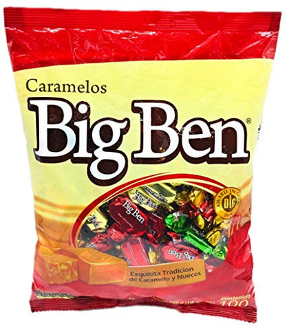 Eight-14 Big Ben Caramel with Nuts - Assorted Individually Wrapped Candy Caramels - 19.39 oz bag of 100 (Assorted caramel/nuts, 100 pcs)