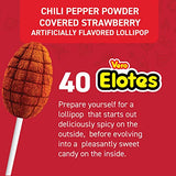 Vero Elotes Strawberry Lollipops Coated with Chili Powder, Hot and Sweet Candy Treat, Artificially Flavored, Net Wt. 19.7 Ounces, 40 Count Bag