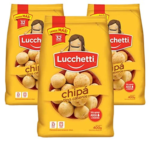 Molinos Lucchetti Ready to Make Chipá Flour, 3 x 400 g / 14.11 oz for 32 chipás each bag