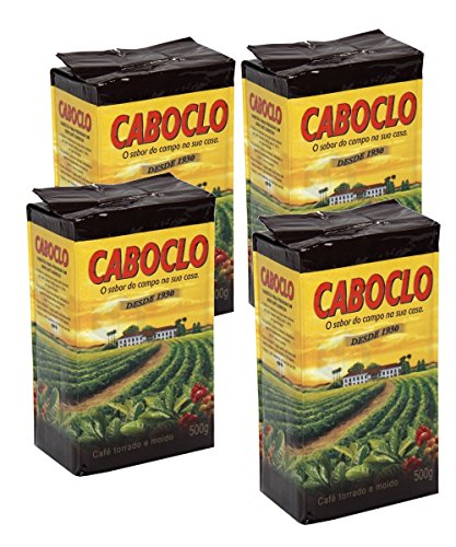 Cafe Caboclo 500g | Torrado e Moído | Roast and Ground Coffee 17.60oz (PACK OF 4) |GLUTEN FREE|