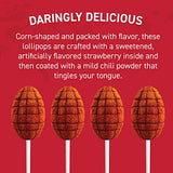 Vero Elotes Strawberry Lollipops Coated with Chili Powder, Hot and Sweet Candy Treat, Artificially Flavored, Net Wt. 19.7 Ounces, 40 Count Bag