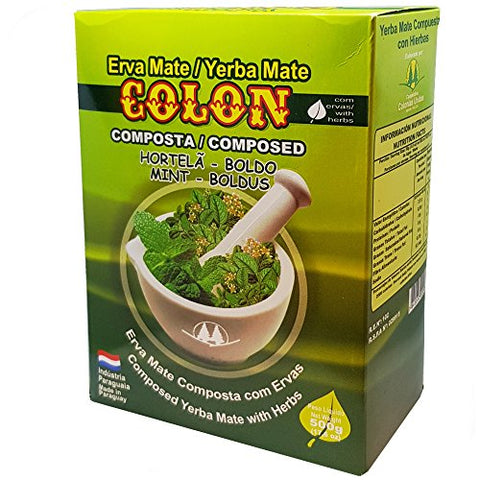 COLON Yerba Mate Tea from Paraguay. (Boldo-Menta, 500 gr.)