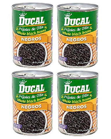DUCAL Frijoles Negros de Olla Sazonados 4 PACK 425 gr. c/u | Whole Black Beans 4 PACK 15 oz. each.