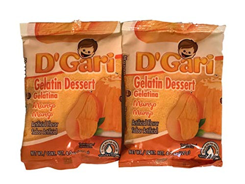 D Gari pack of 2 Mango Gelatin 4.2oz, Prepare with water, Quick Snacks, Mango Dessert, Gelatin, Mix, Mexico, Powder