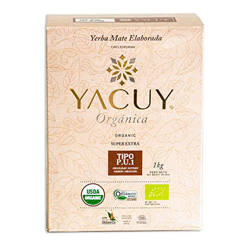 Circle of Drink - Yacuy Super Extra Certified Organic - Bold, Dark, Rich, Robust Brazilian Erva Mate Tea - Gourmet and Complex Yerba Mate - Super Fresh - Vacuum Sealed (1 PACK)