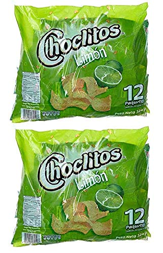 CHOCLITOS Sabor Limon 2 PACK 12 Unid. 27 grs. | Corn Chips Lime Flavor 2 PACK 12 Units 95 oz. each.