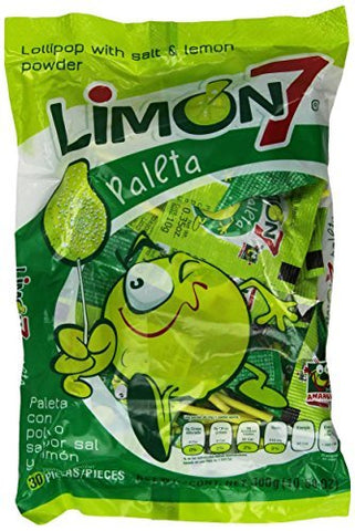 Limon 7 Paleta (Lollipop Covered with Lemon and Salt Powder by Dulces Anahuac